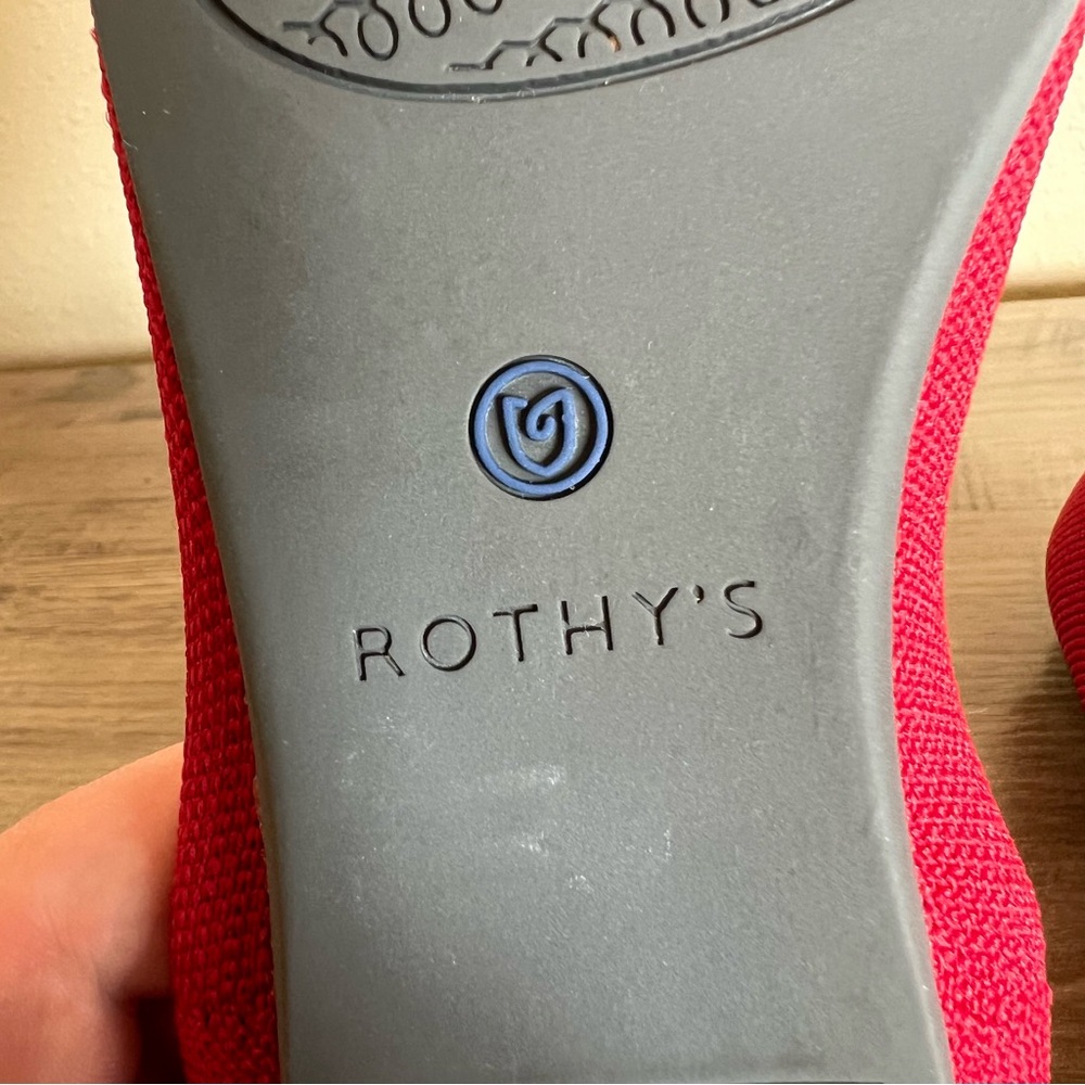 Rothy’s The Point Red Flats Women’s Size 7.5 Slip On Casual Washable Lightweight - Picture 9 of 10